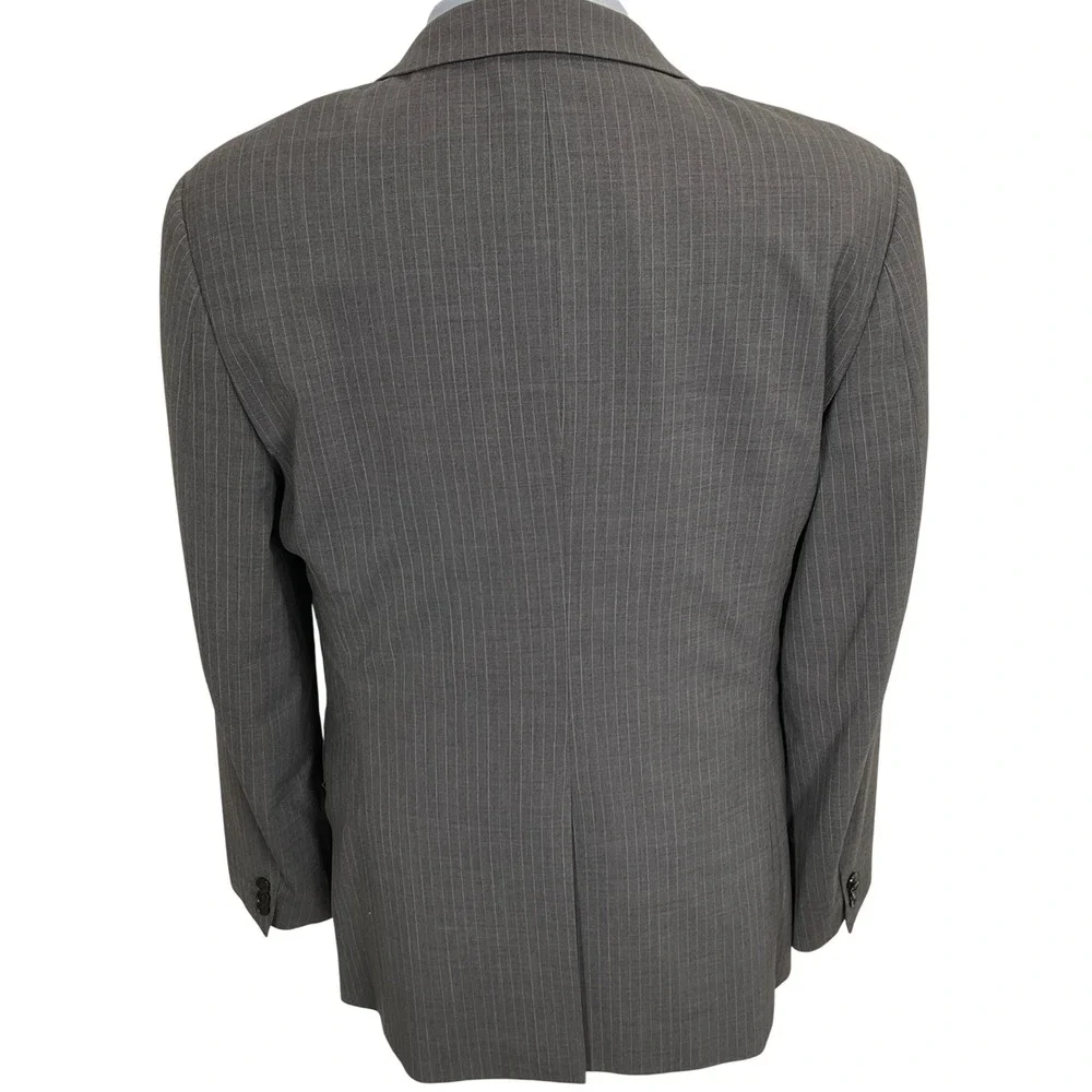 Theory Suit Mens 42R 32W Gray Pinstripe 2 Button Minimalist Formal Neutral Wool‎